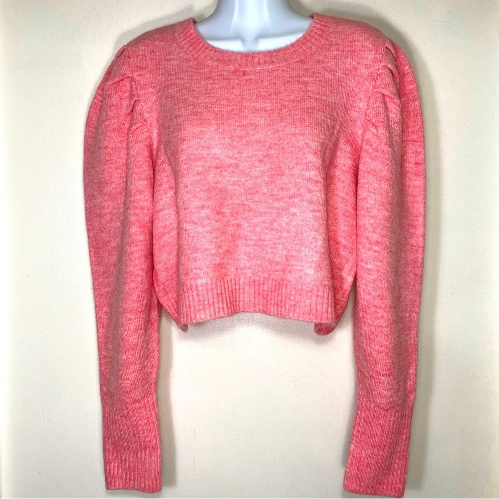 NWOT Wild Fable Pink Puff Long Sleeves Pullover Cropped Top Sweaters, L